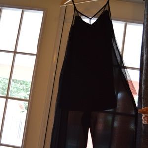 Long wide leg black romper